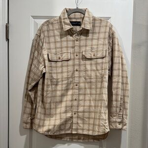 Abercrombie & Fitch Beige Plaid Oversized Button Down Shirt